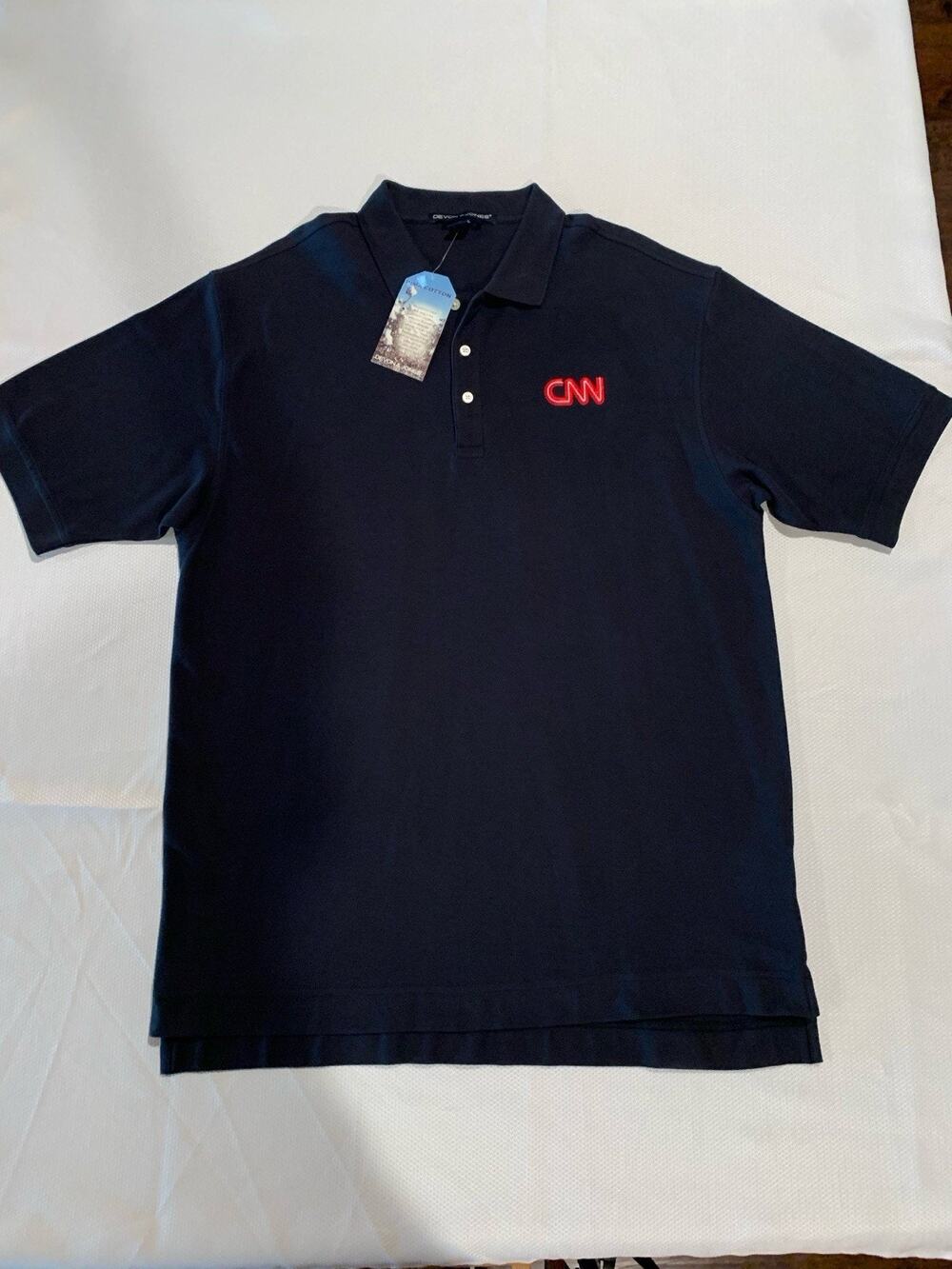 Devon & Jones Men's Polo CNN Logo Size XL 100% Pima Cotton Made In Peru NWT